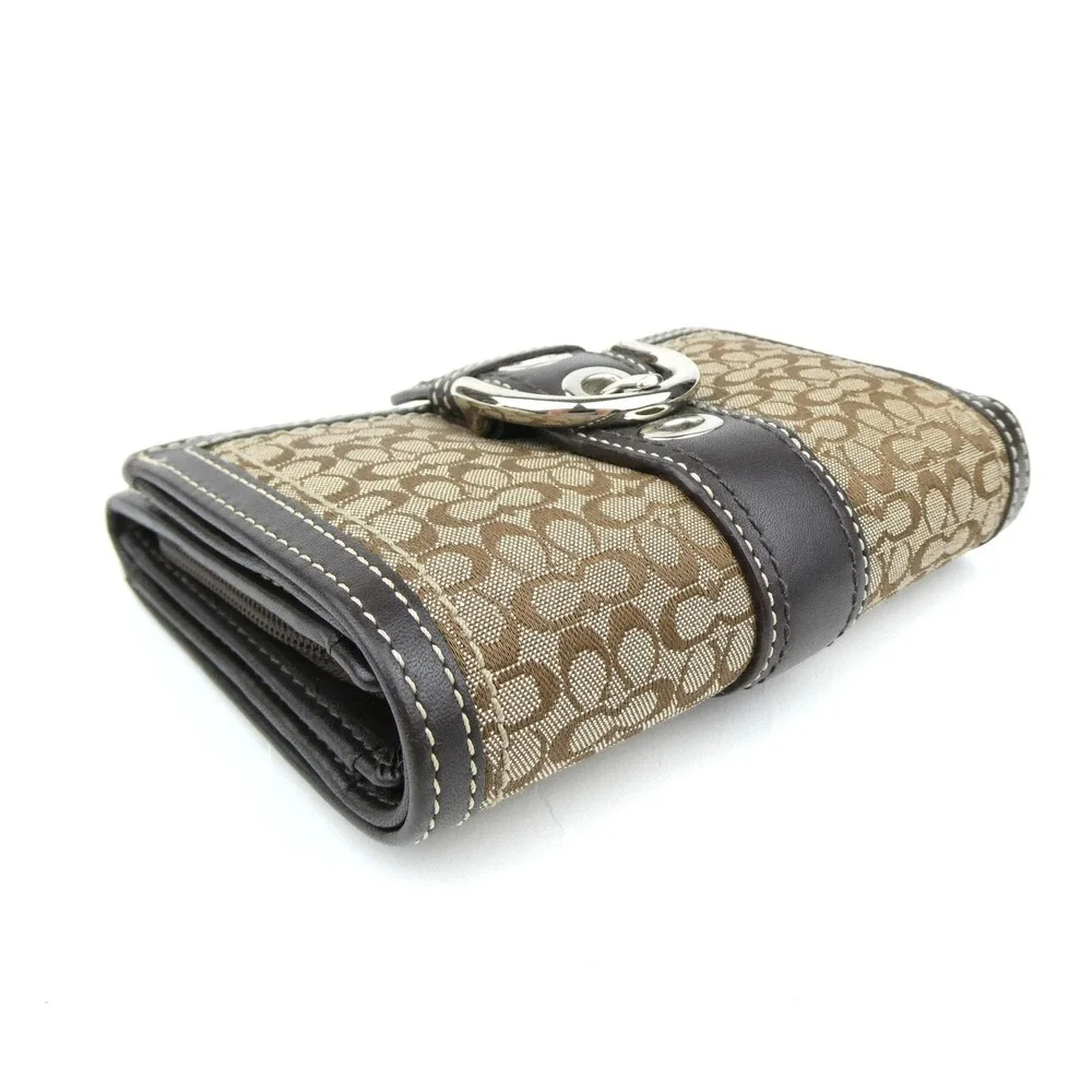 Coach Soho Signature Khaki Brown Mini C Small Trifold Wallet